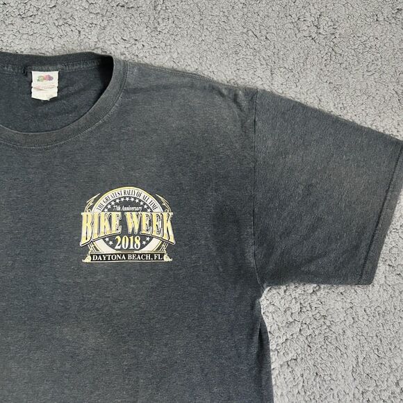 Daytona Beach Men’s Tee Shirt Large 2018 77th Annual Bike Week Fruit Of The Loom - Picture 7 of 16